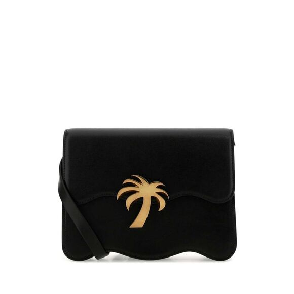 PALM ANGELS Handbags - Palm Angels Women Black Leather Palm Beach Crossbody Bag